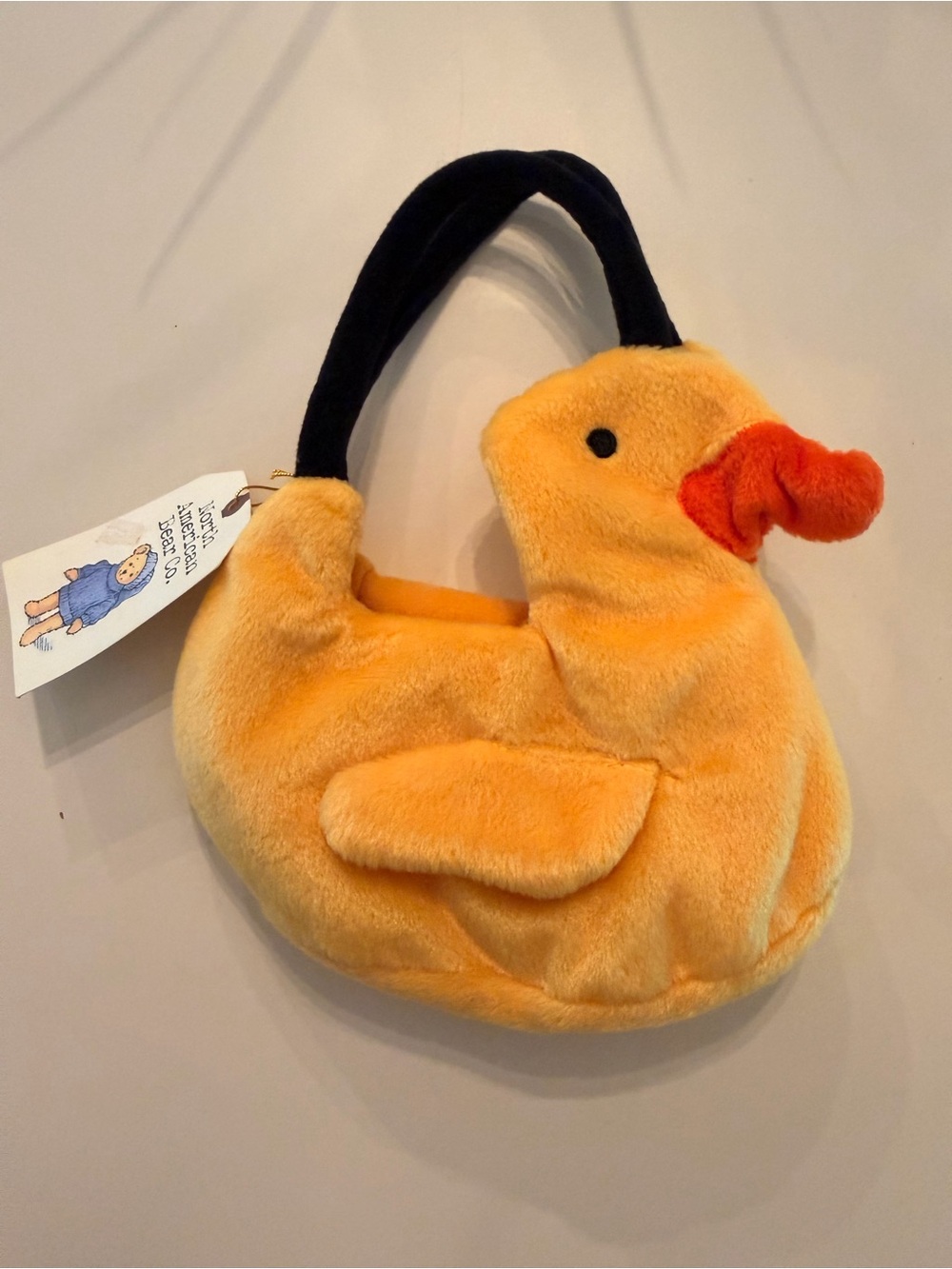 NWT Vintage North American Bear Co Plush Yellow Duck Goody Bag Purse